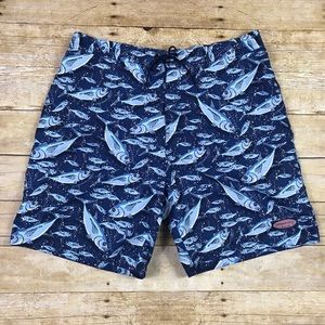 [Vineyard Vines] All Over Fish Print Swim Shorts